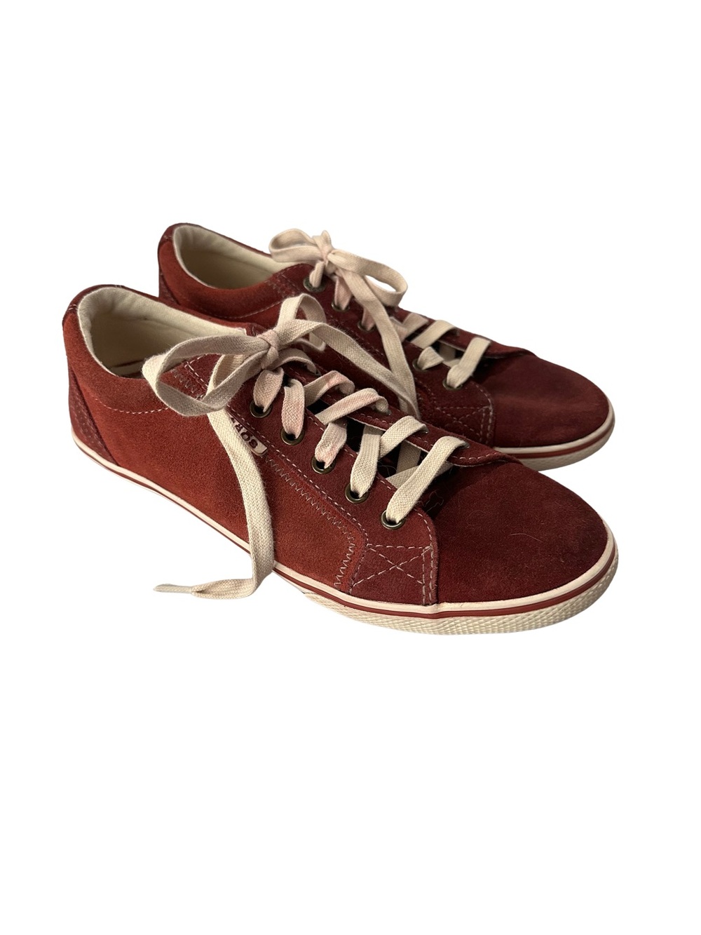 Taos Retro Star Suede Sneakers Womens Sz 8.5 Burgundy Rust Lace Up Comfort